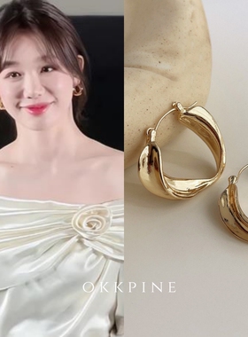 okk pine 高级不规几何耳扣时髦耳圈好一个乖乖女徐梦洁同款耳环