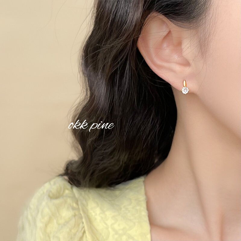 okk pine 李智恩iu同款迷你耳钉 锆石简约百搭小巧气质通勤耳饰女