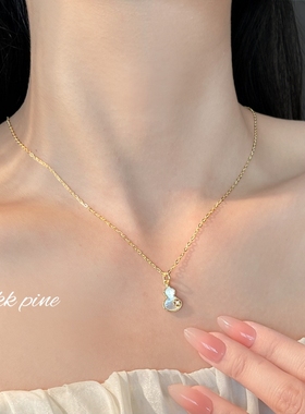 okk pine 时尚通勤镀18K保色贝壳葫芦项链轻奢风锁骨链李兰迪同款
