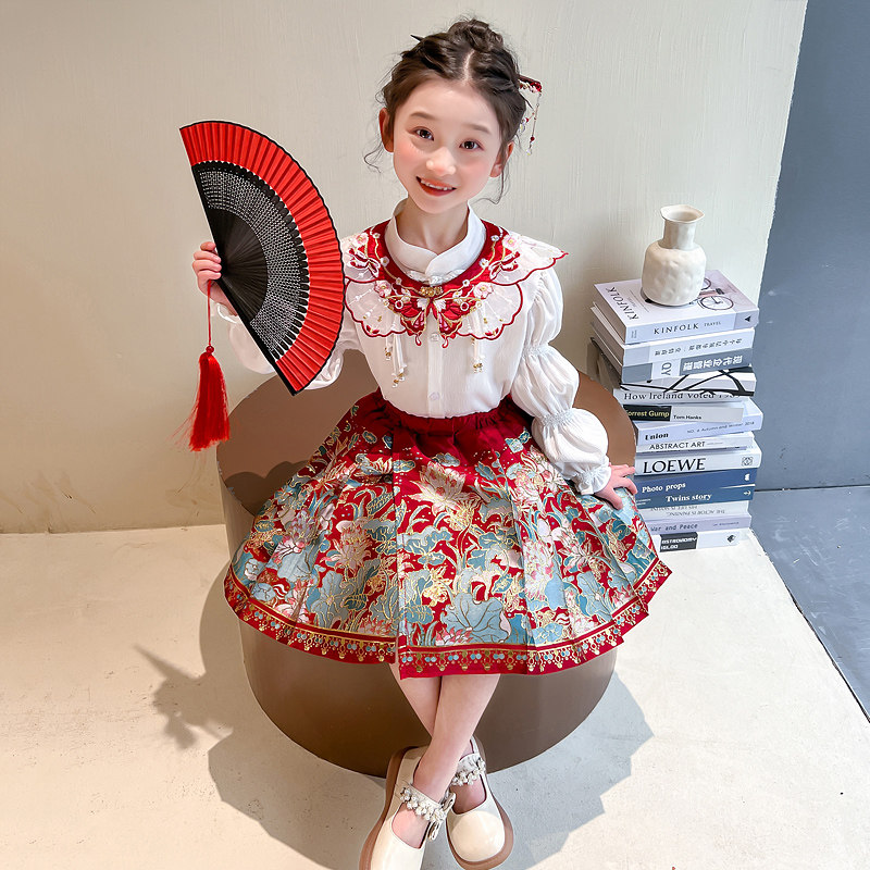 女童马面裙短款套装春秋季中小童新款儿童古风汉服中国风唐装中式,童装/婴儿装/亲子装,汉服,淘宝优惠券,粉丝福利购,淘宝优惠卷