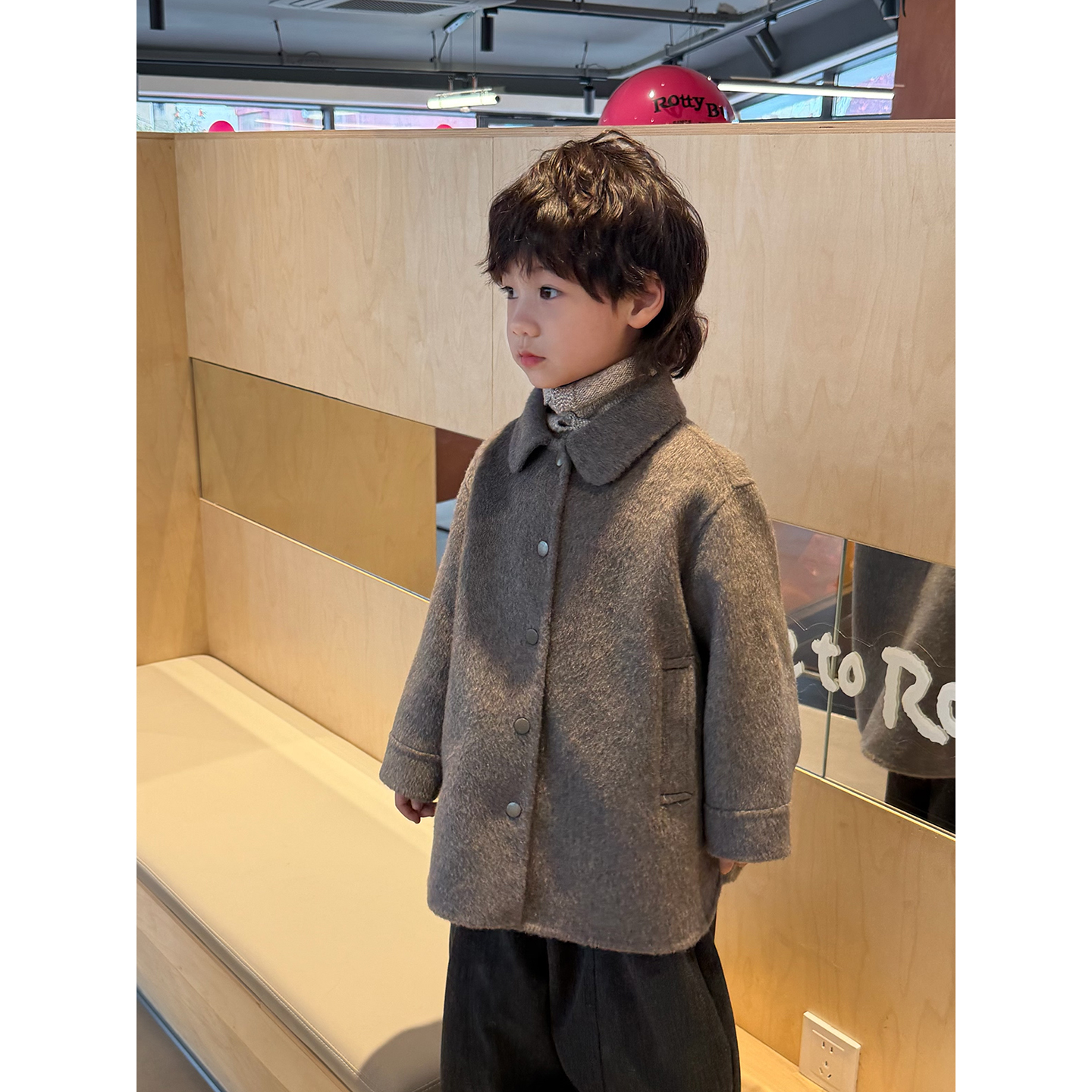 男童高品质100%羊毛双面绒呢大衣
