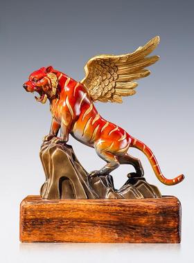 《如虎添翼》郑家匠老虎黄铜摆件工艺品铜器客厅玄关办公室装饰