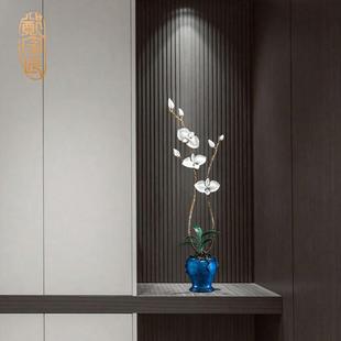 《兰花》黄铜摆件工艺品铜器新中式家居客厅壁龛玄关细长竖高装饰