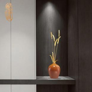 岁岁平安麦穗铜摆件现代轻奢客厅玄关电视柜壁龛竖高软装新房装饰
