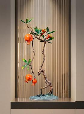 《多子多福多寿》黄铜石榴摆件工艺品新中式家居软装客厅玄关装饰