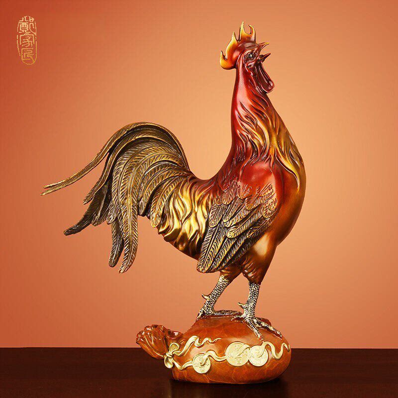 《大吉大利》纯黄铜鸡摆件生肖铜公鸡吉祥物客厅招财工艺装饰礼品