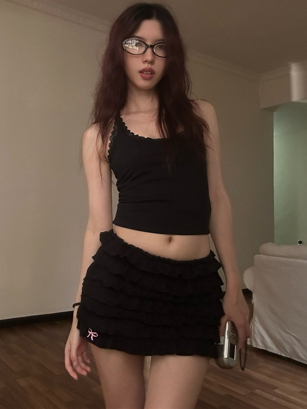 TheDINA 美式复古可爱少女芭蕾风裙裤荷叶边蓬蓬蛋糕半身短裙女