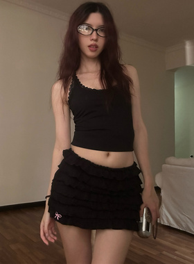 TheDINA 美式复古可爱少女芭蕾风裙裤荷叶边蓬蓬蛋糕半身短裙女