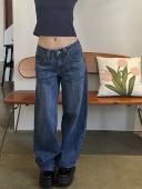 TheDINA 女 子低腰牛仔裤 2026新款 复古竖纹水洗阔腿显瘦直筒裤