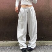 复古运动休闲抽绳加绒宽松香蕉卫裤 TheDINA2026春新款 美式 女