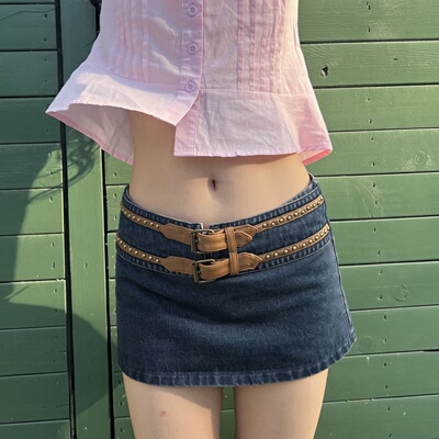 TheDINA｜2026新款美式辣妹带腰带低腰牛仔修身显瘦包臀半身裙女