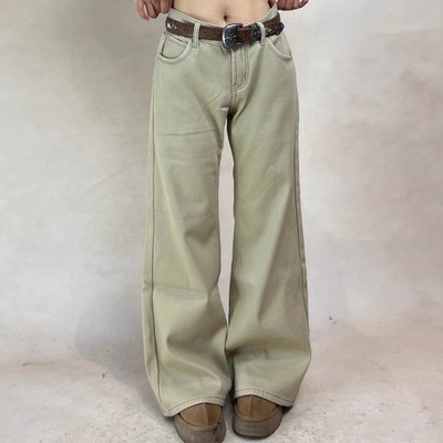 加绒微喇牛仔裤女低腰显瘦