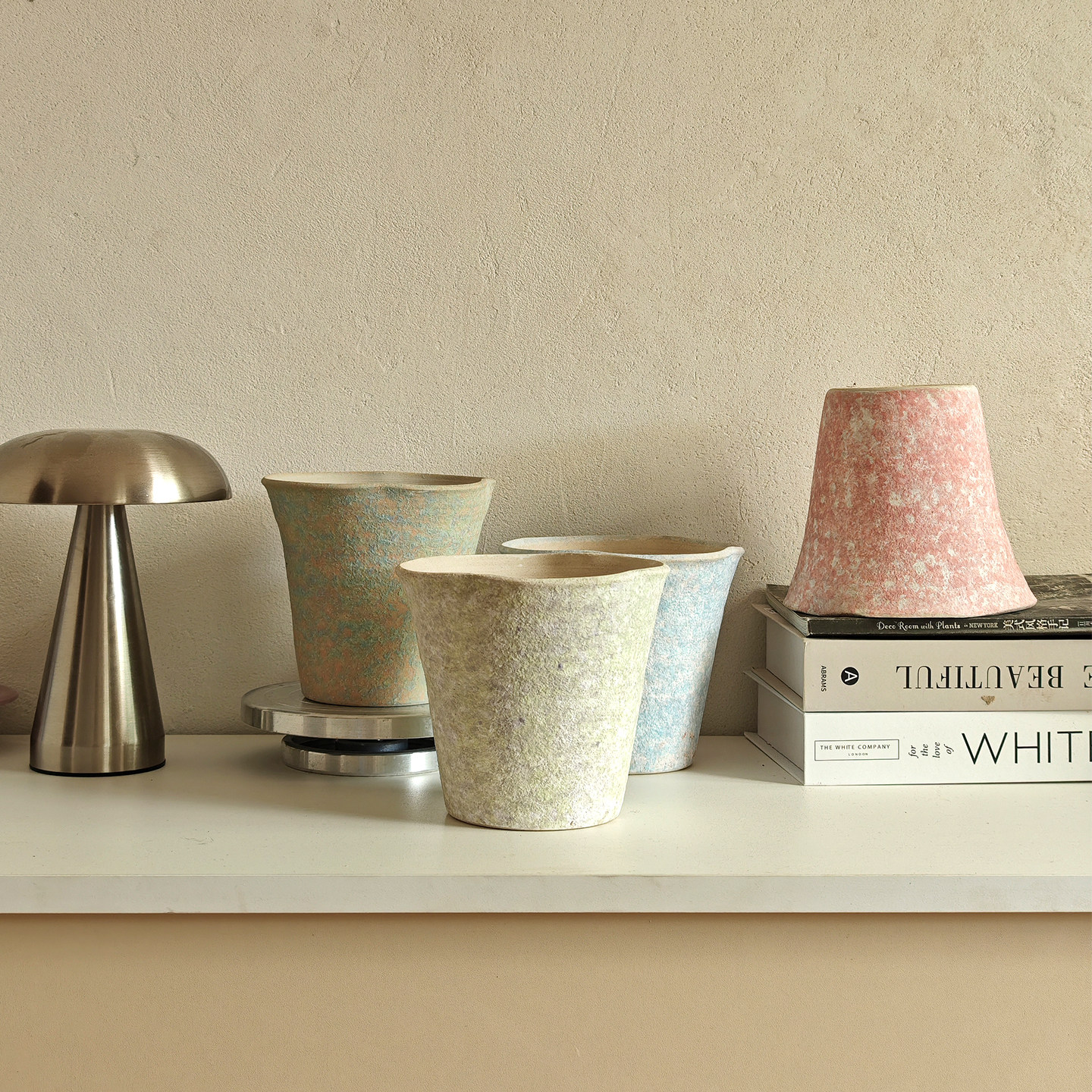 植想白沙泥粗陶手绘花盆