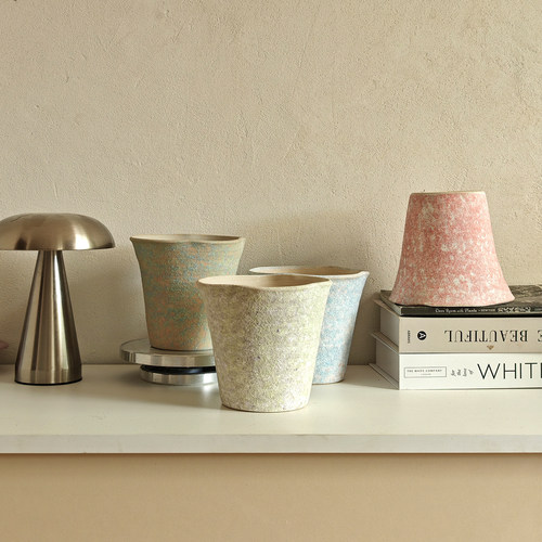 植想白沙泥粗陶手绘花盆