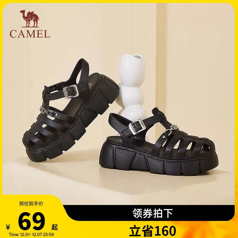 2023女鞋骆驼拖鞋女包头凉鞋