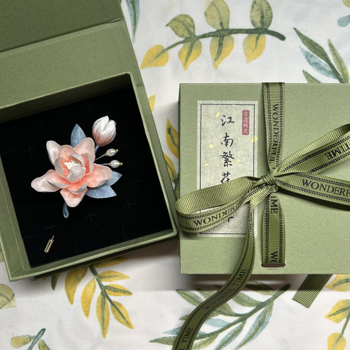 非遗绒花母亲节礼物海棠国风胸针伴手礼送老师同学妈妈婆婆外国人