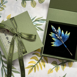 非遗绒花生日礼物翠竹国风胸针伴手礼送老师同学妈妈婆婆外国人