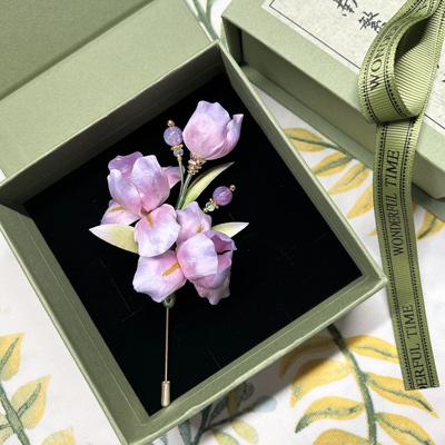 非遗绒花鸢尾花胸针衣服配饰送朋友老师外国人生日礼物伴手礼