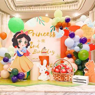 白雪公主生日派对布置迪士尼主题场景装饰气球背景kt板定制周岁宴