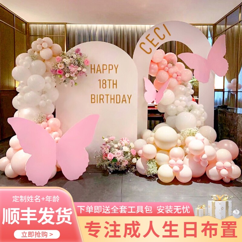 18岁生日装饰场景布置12女男孩升学宴16十八成人礼气球kt板背景墙