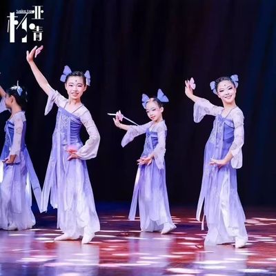 如梦令舞蹈表演服古典舞飘逸演出服女童身韵纱衣汉服演出服伞道具