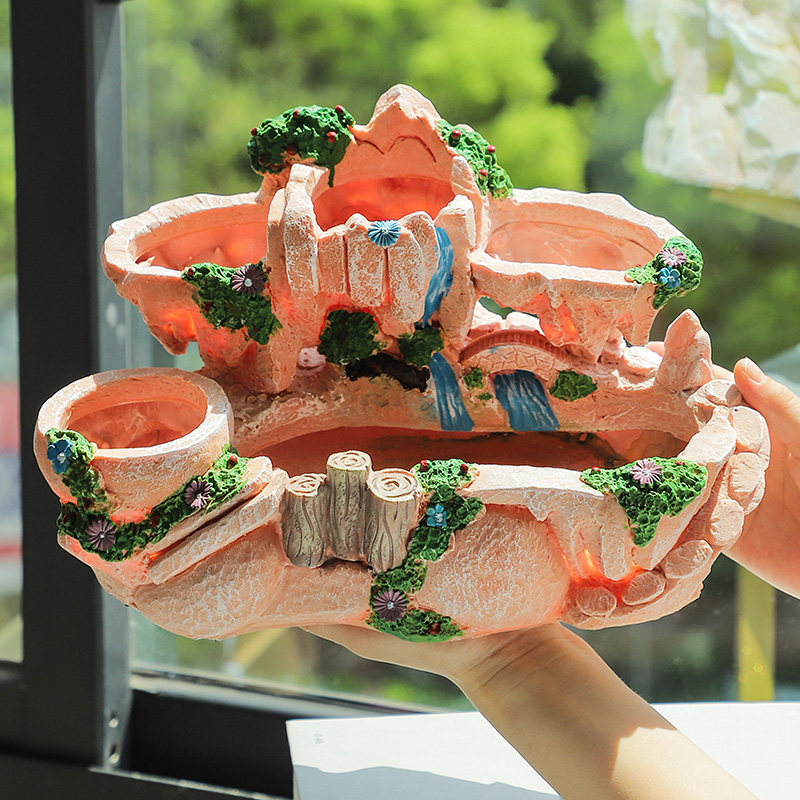 高山流水瀑布造景花盆摆件大口径创意客厅阳台茶桌微景观盆栽花盆,鲜花速递/花卉仿真/绿植园艺,花盆,淘宝优惠券,粉丝福利购,淘宝优惠卷