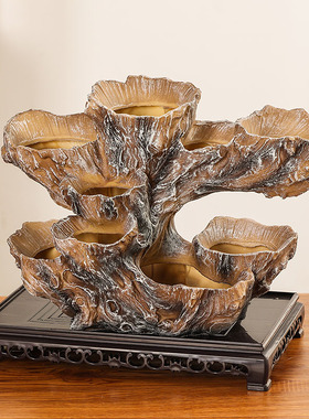 大号口径拼盘仿木头多层多肉花盆创意个性假山多肉植物枯木花盆