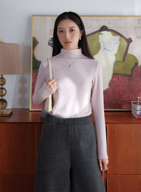 然若 华绒纤维 连体半高领加绒打底衫女2025新款长袖保暖内搭上衣