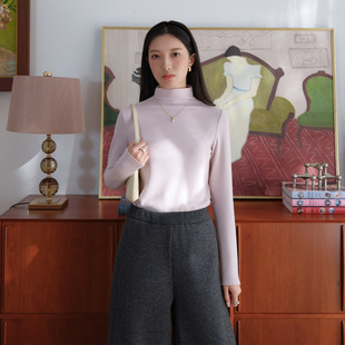 长袖 然若 女2025新款 连体半高领加绒打底衫 保暖内搭上衣 华绒纤维