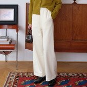 松弛感长裤 然若 子女2025新款 秋冬宽松阔腿裤 加厚垂感针织 白色裤