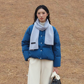防风轻防水 宝蓝色短款 羽绒服女冬季 然若 2025新款 小个子羽绒外套