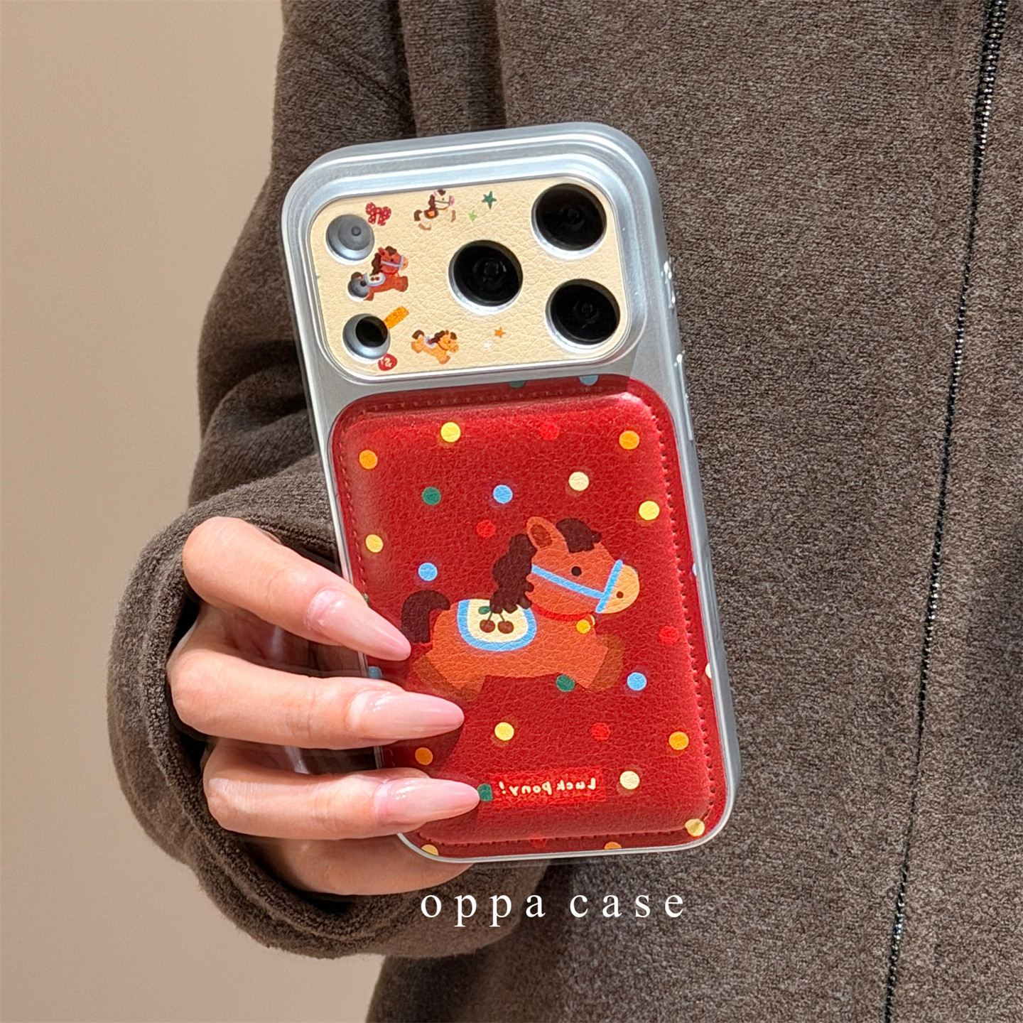 新年彩色波点可爱小马适用苹果16promax手机壳iphone17新款15pro女款14大视窗皮纹13全包防摔保护套,3C数码配件,手机保护套/壳,淘宝优惠券,粉丝福利购,淘宝优惠卷