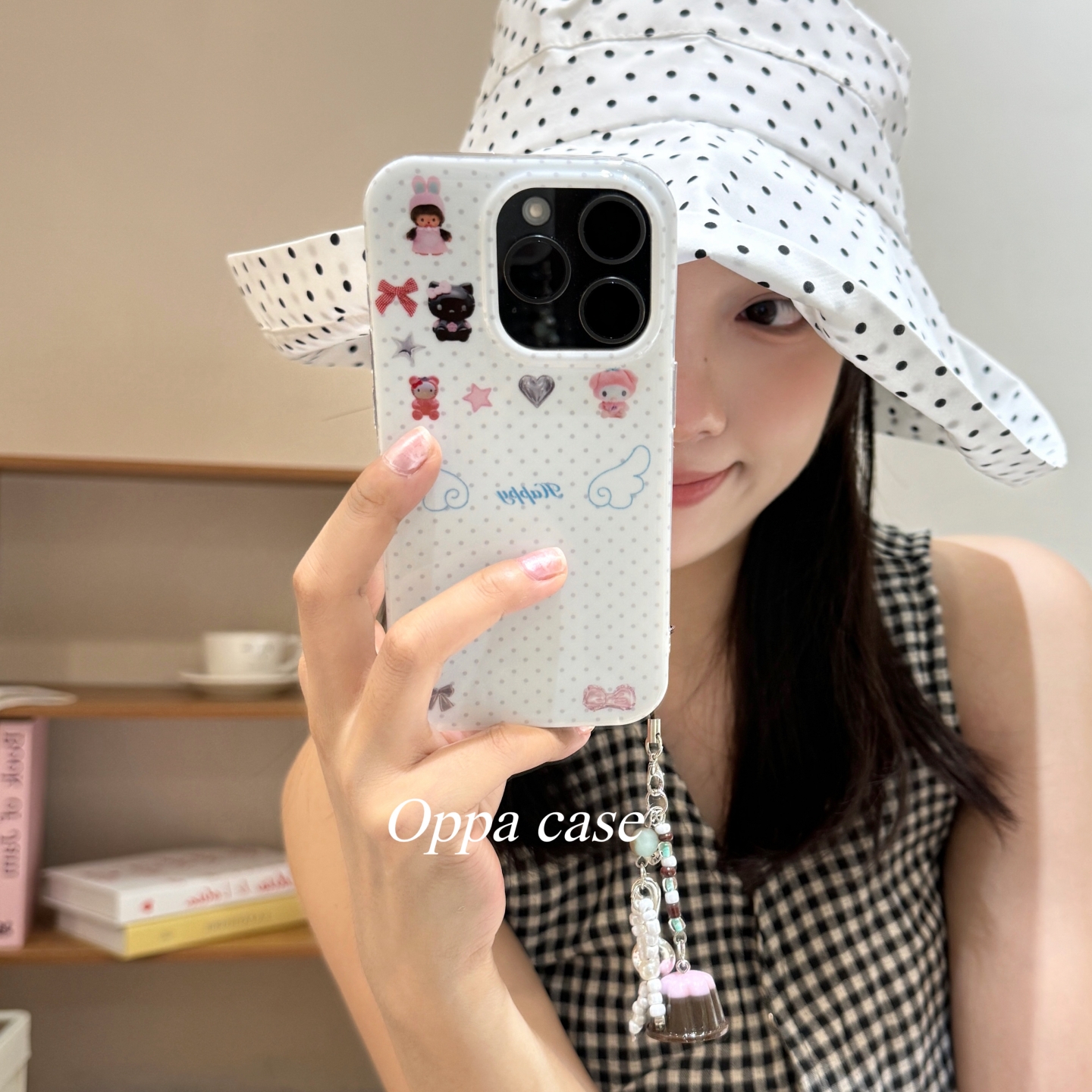 ins少女奶白波点翅膀kt猫咪小可爱适用苹果16promax手机壳iphone17新款15pro女款14带挂件光面圆润边防摔软壳