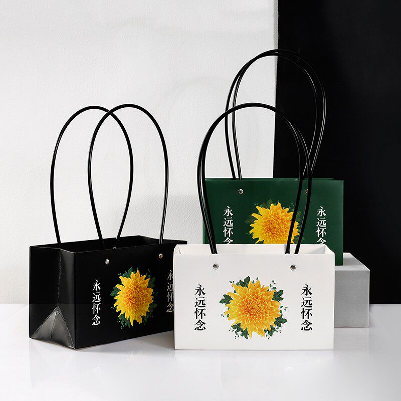 清明节手提花篮花束包装纸上坟扫墓祭祀祭奠用品纸袋防水菊花盒子