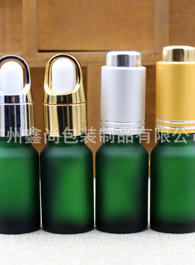 10ml绿色磨砂玻璃精油瓶精油调配瓶花篮按压盖滴管分装稀释空瓶子