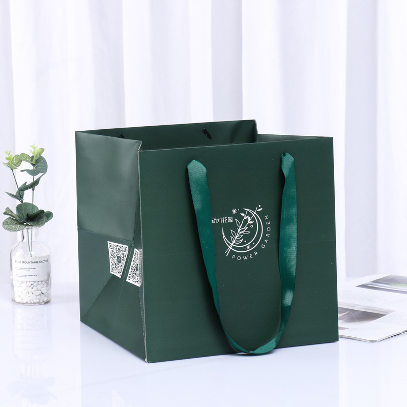 加长手提方形纸袋鲜花花束印花包装盒礼物礼品抱抱袋彩色印刷