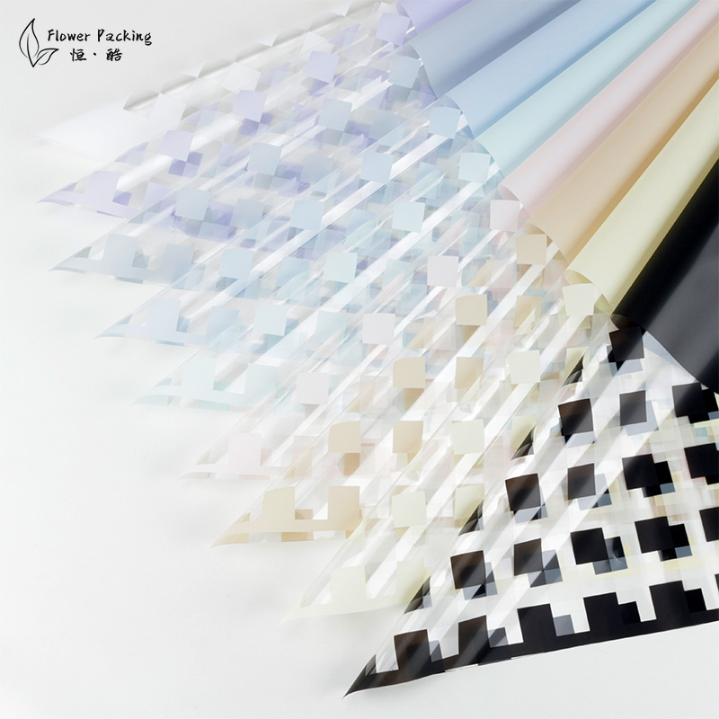 新款魔方opp鲜花包装纸防水珠光膜 玫瑰花束材料DIY果冻膜花艺纸