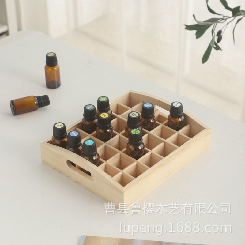 实木精油收纳盒30格30图片