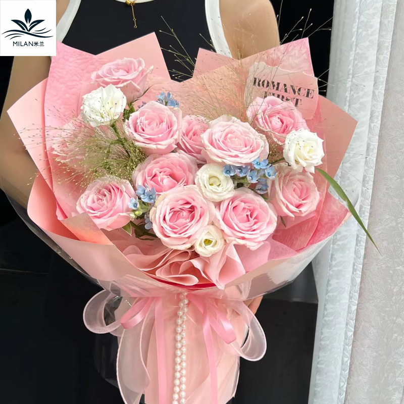 新品双色肌理纹防水鲜花包装纸