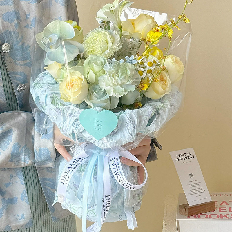 新款薰衣草雪梨纸鲜花花束礼品包