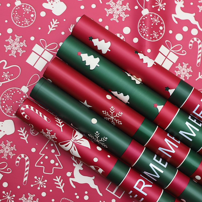 圣诞节包装纸麋鹿雪花礼品打包纸