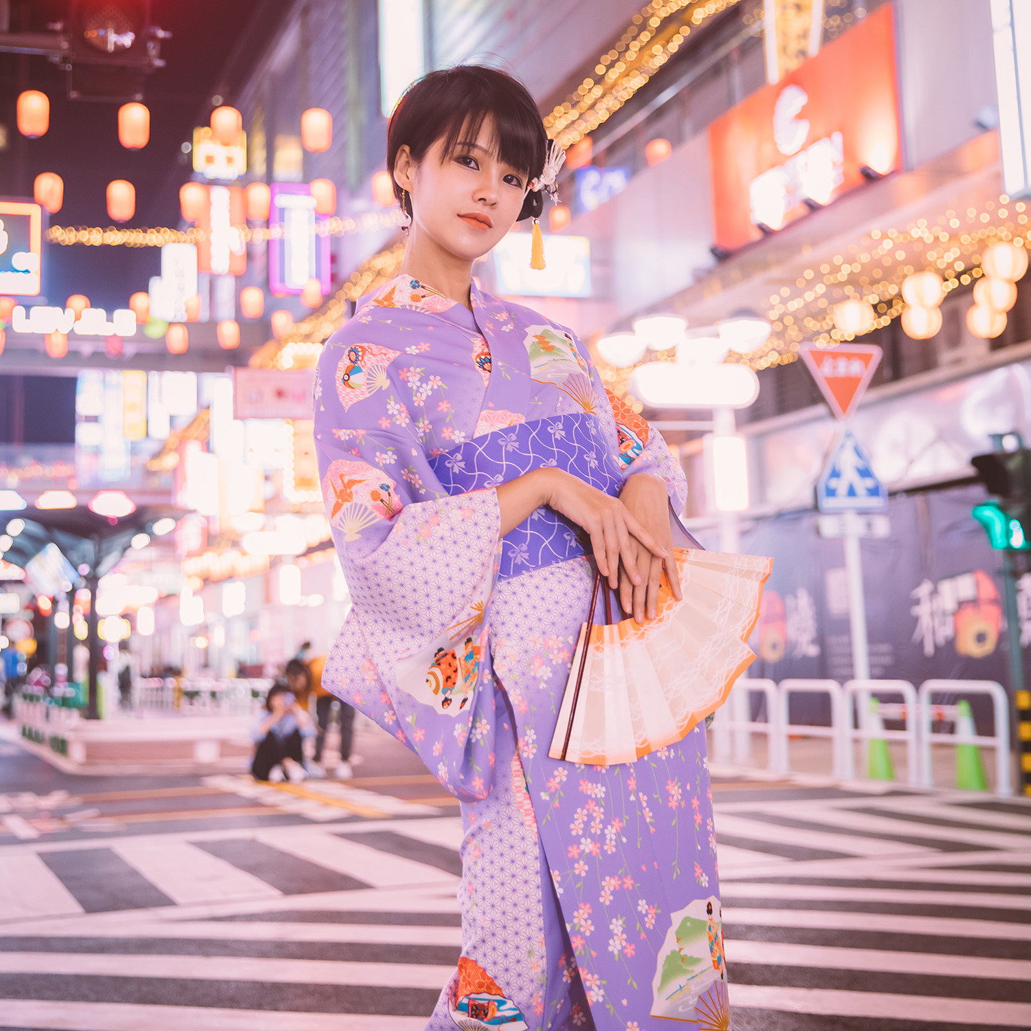 日本夏季摄影复古料理店浴衣和服