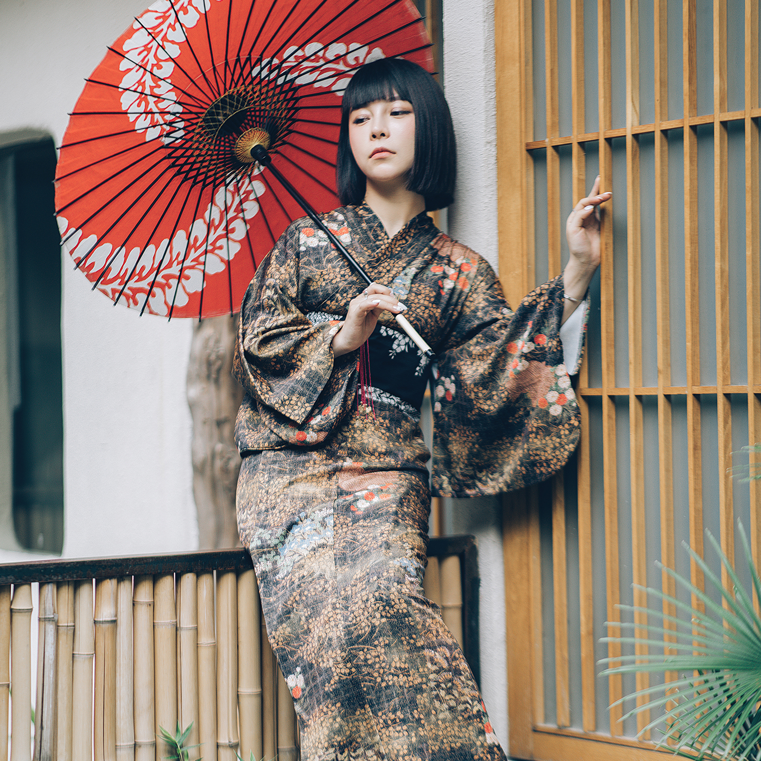 2021年日本改良和服昭和大正艺伎夏季复古纯欲少女淡雅四件套浴衣