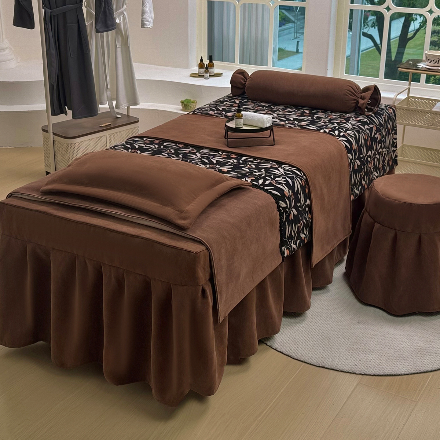 高端美容床罩四件套秋冬轻奢高级按摩理疗头疗洗头床套美容院专用