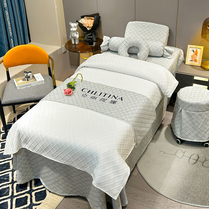 新款美容床罩四件套简约高档轻奢美容院用按摩美体床套四季可定做