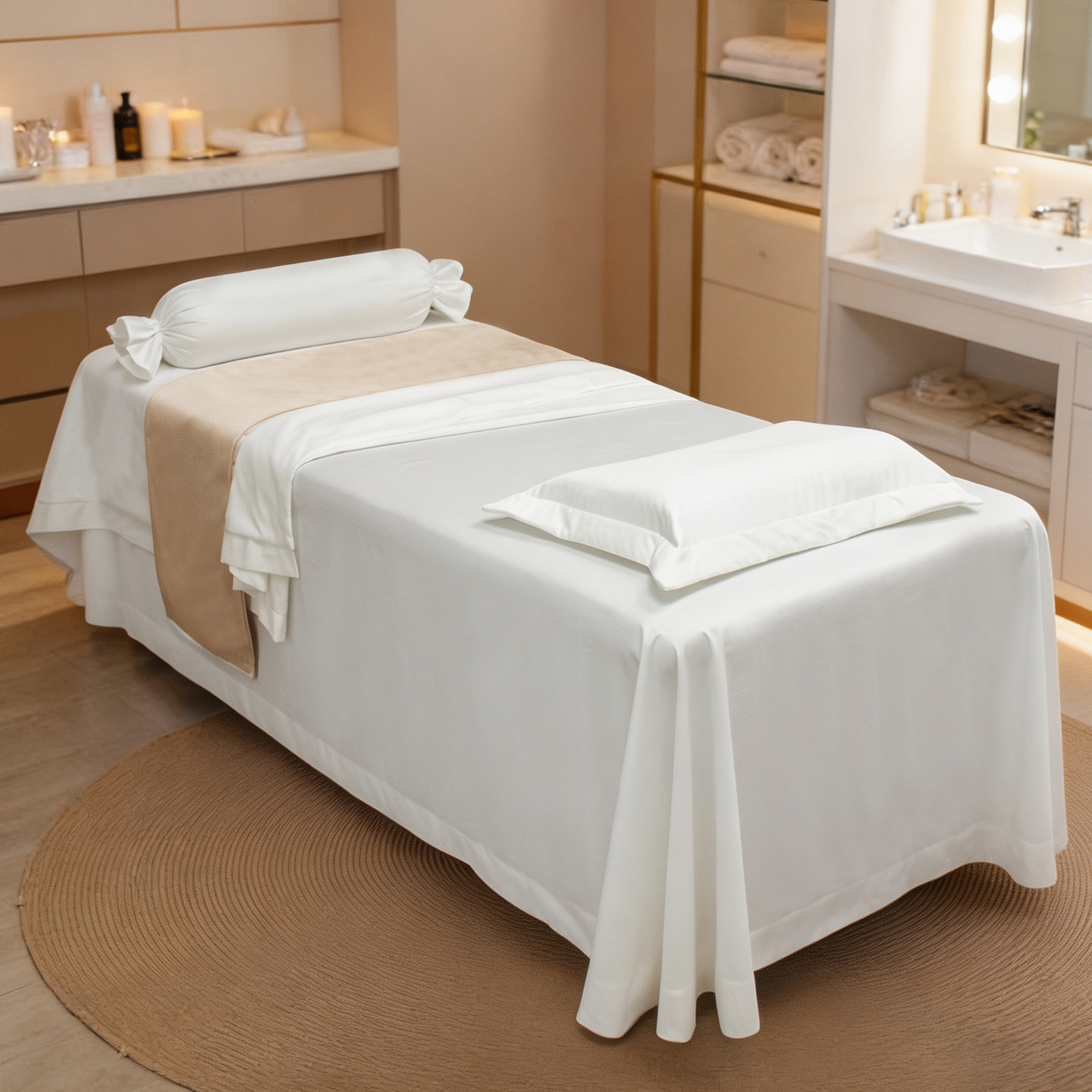 美容床罩四件套纯棉贡缎高支高密按摩推拿皮肤管理高级美容院专用