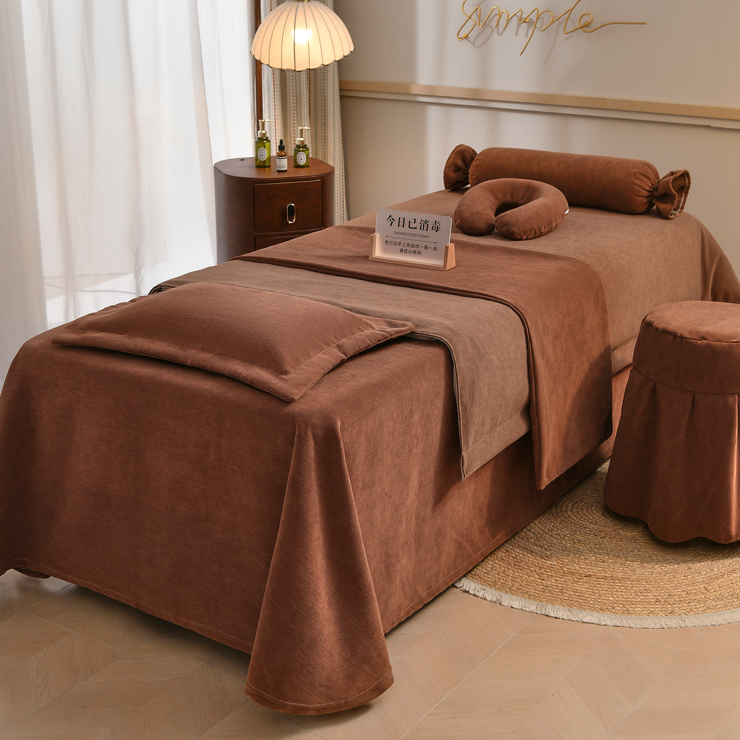 美容床罩四件套轻奢简约高级感按摩洗头床套2025新款四季通用定制