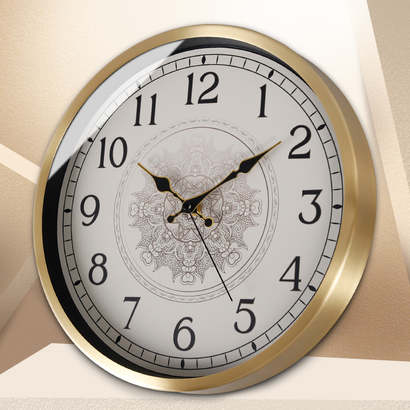 免打孔简约静音黄铜挂钟