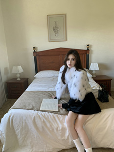 百搭毛毛大衣 年轻时尚 2026秋冬新款 进口车条狐狸毛皮草外套女短款