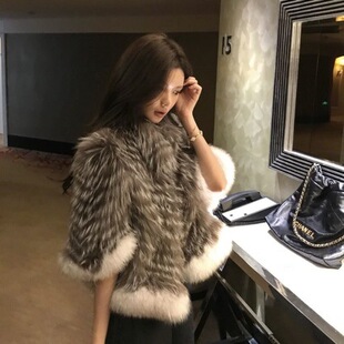 贵夫人25披肩斗篷稀有狐狸毛车条工艺皮草女时髦百搭中袖短款外套